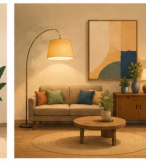 Minh họa 2D bài trí ban công thông thoáng và nhiều sức sống