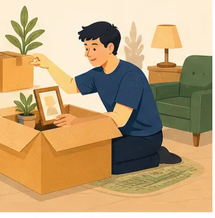 Minh họa 2D thứ tự sắp xếp đồ sau khi chuyển đến nhà mới